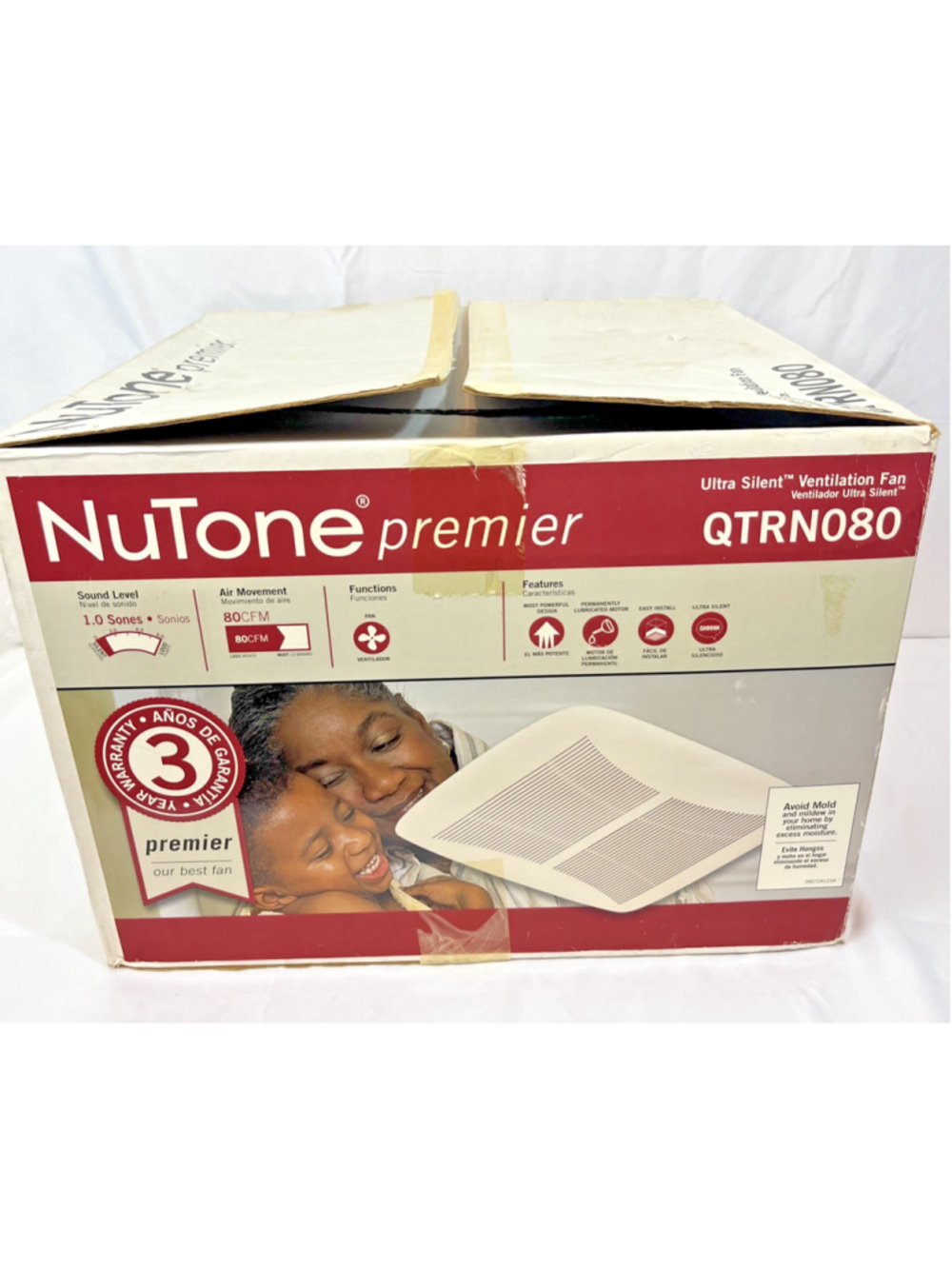 NuTone Premier QTRN080 Ultra Silent Ventilation Fan 80 CFM 1.0 Sones 4" Dia Duct